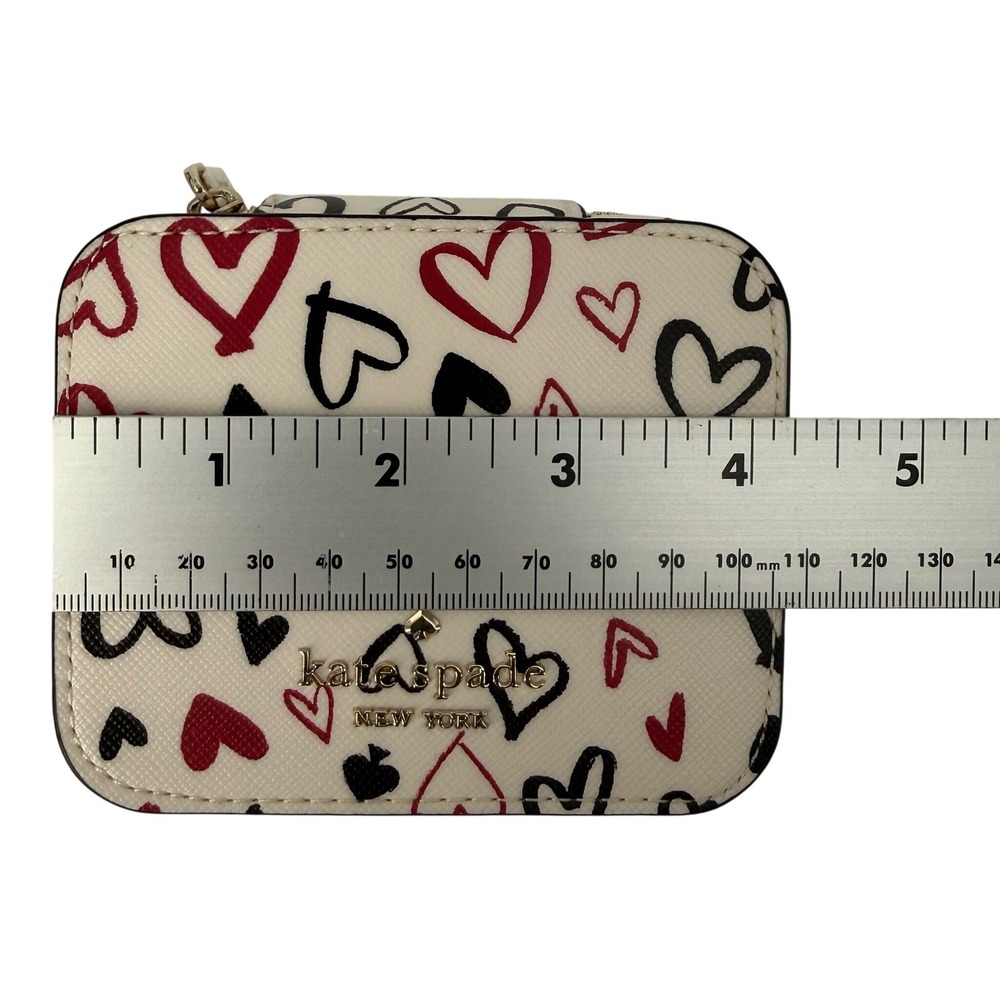 Kate Spade Staci Scribble Heart Travel Jewelry Holder Box Parchment Multi NEW - Picture 8 of 10